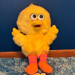 Big Bird Yellow Plush Toy with Orange Striped Socks